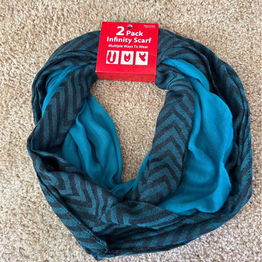Chevron Infinity Scarf - Teal and Gray